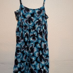 Elle Vibrant Blue and Black Floral Dress